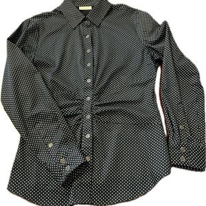 New York & Co Cobalt Blue Blouse with Small white dots. Size M